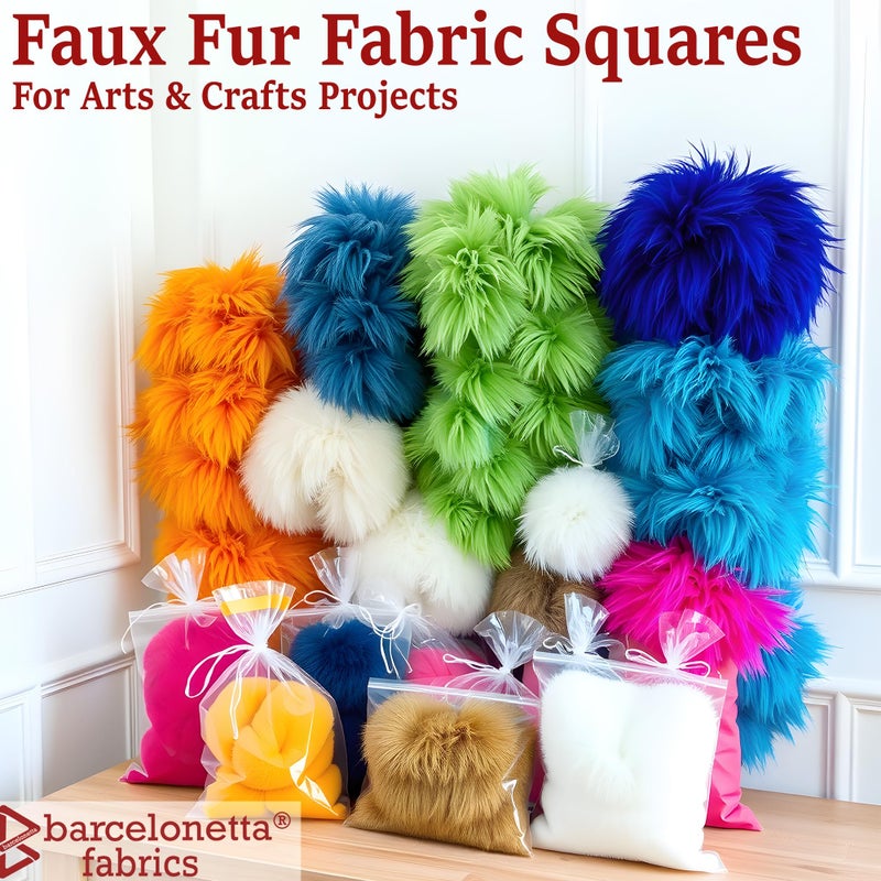 Barcelonetta Faux Fur Fabric | Pre-Cut Fur Squares for Sewing, DIY Crafts, Costumes, Upholstery | Soft, Vegan Faux Fur | Material for Plush Toy Projects (Yellow, 10" X 10") - Image 2